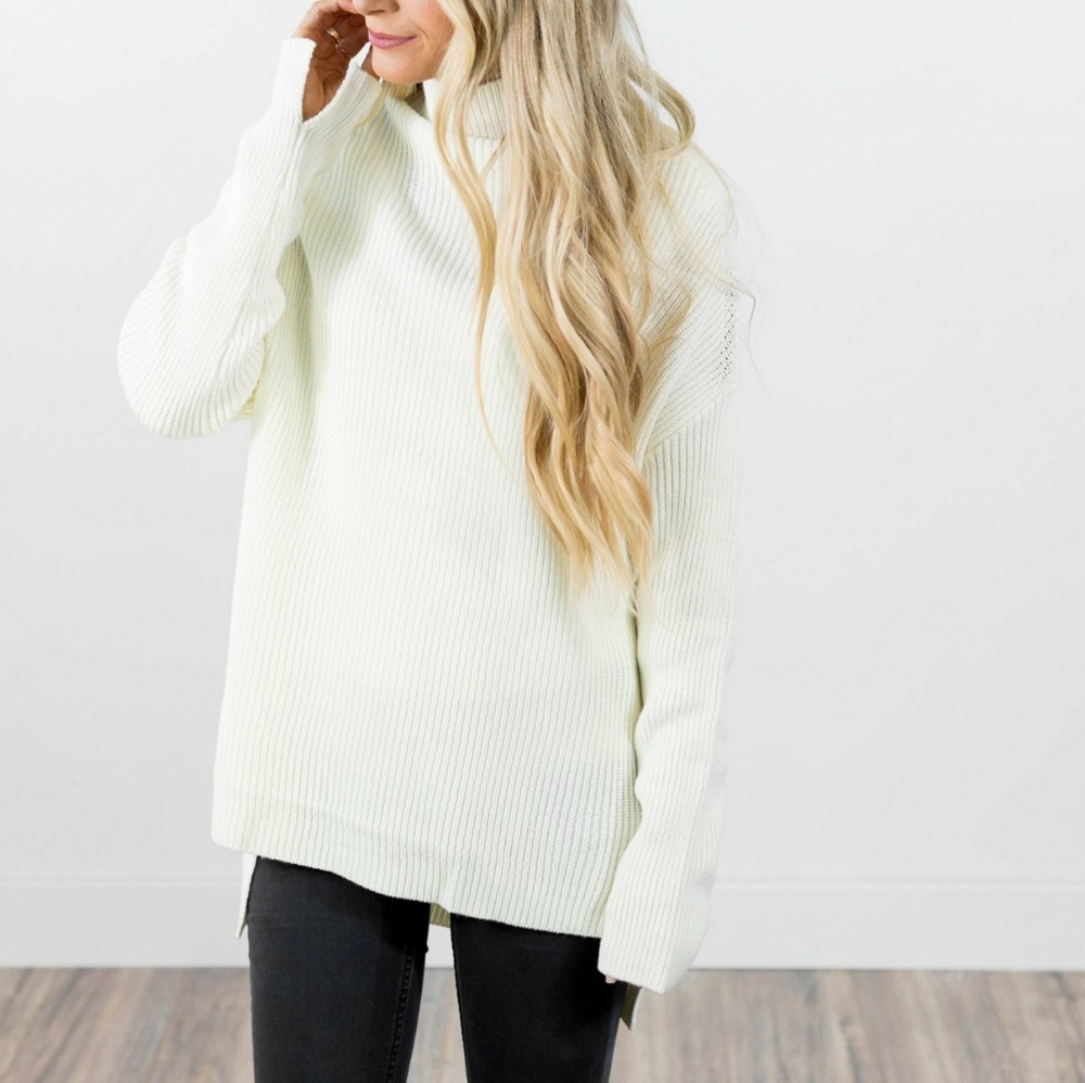 Ivory mockneck pullover sweater
